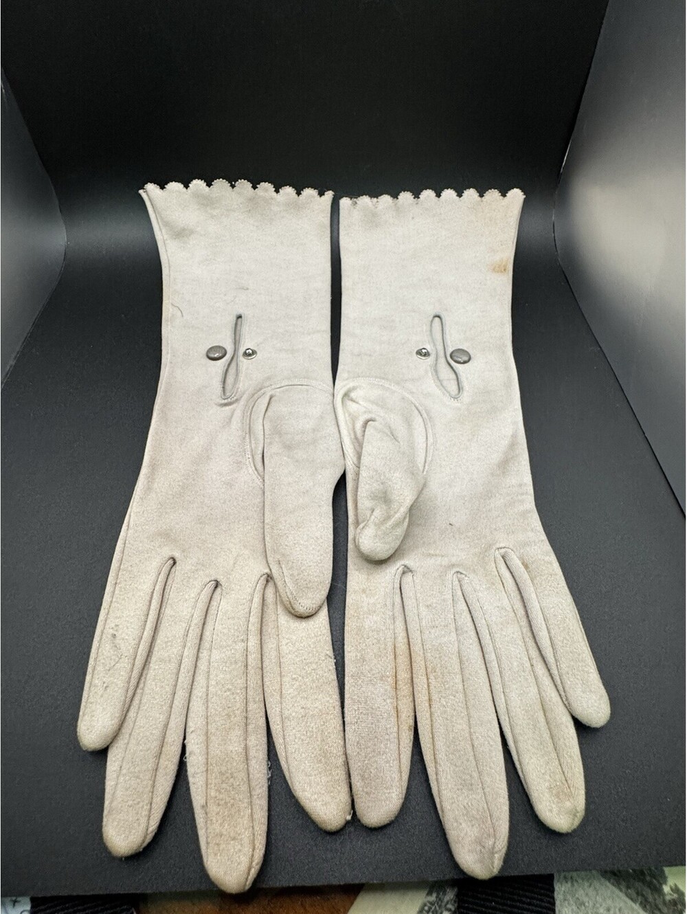Vintage Van Raatle Suede Gloves - White Size 8 Made In Saxony